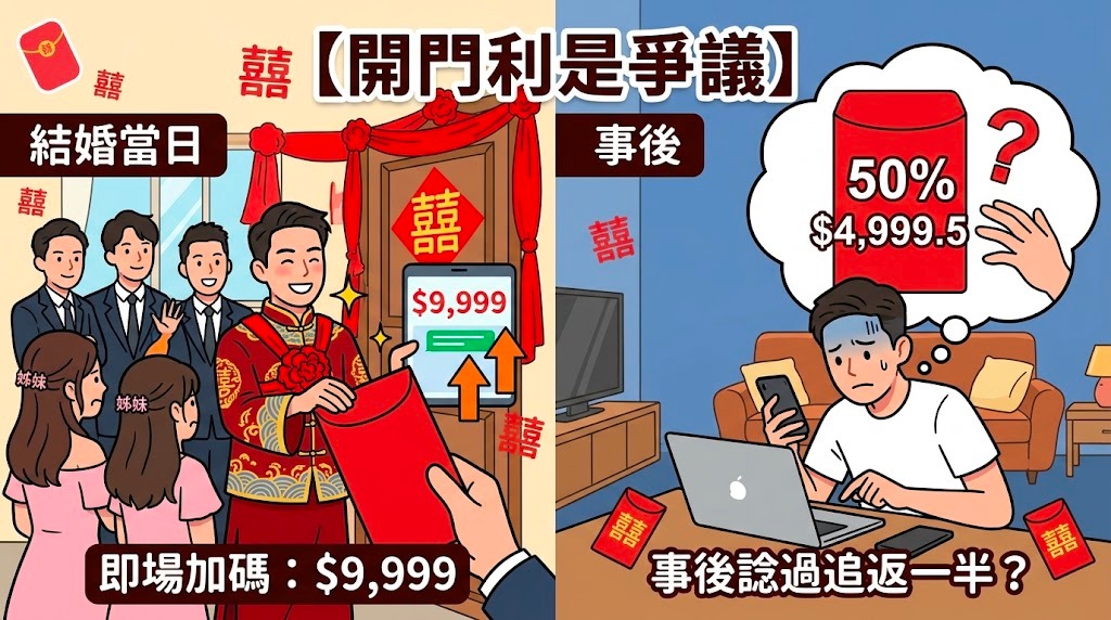 開門利是爭議新郎即場加碼到$9,999事後想「追返一半