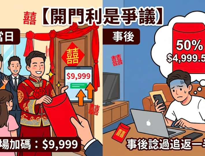 【開門利是爭議】新郎即場加碼到$9,999事後想「追返一半」？拆解姊妹團遊戲底線與備婚避平息糾紛指南